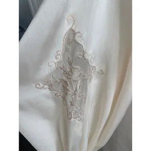 Vintage Etienne Cream Lace Peignoir Robe Small Embroidered Dressing Gown thumbnail 8