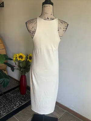 ZARA Midi Length Beige Nude Sheath Dress Size Small NWT thumbnail 7