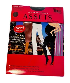 New Marvelous Mama Assets by Blakely BLACK Maternity Opaque Stripe Tights Sz 3 thumbnail 1