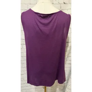 NWT IMAN Global Chic purple Sleeveless sequin cowl neck Sweater Lightweight L thumbnail 4
