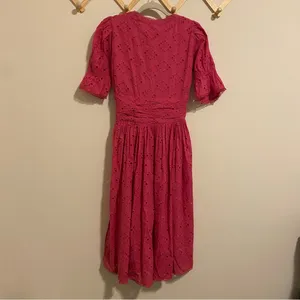 NWT House of Harlow 1960 Pink Eyelet Midi Dress size XS thumbnail 12