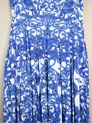 Antonia Melani Women's 8 Gabriela Printed Cotton Poplin Lined Midi Dress thumbnail 7