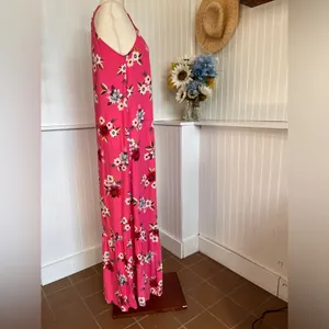Zinnia Pink Floral Halter Maxi Dress XS NWT thumbnail 3