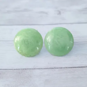 Vintage Clip On Earrings 1" Bright Green - Slightly Swirly - Retro Statement thumbnail 2