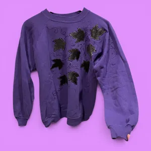 Cute vintage 80s Hanes purple plum fairy puff paint broken in sweatshirt grapes thumbnail 1