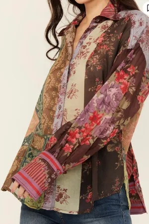 We The Free flower patch long sleeve button down blouse thumbnail 2