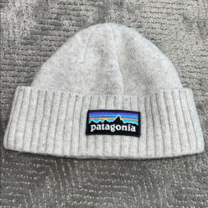 Patagonia Brodeo Beanie Gray Logo Wool Blend Outdoors thumbnail 2