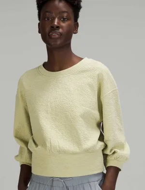 Lululemon Textured Crewneck Pullover Dew Green Yellow 3/4 Sleeve Womens Size 6 thumbnail 1