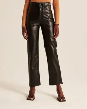 Abercrombie & Fitch The Ankle Straight Ultra High Rise Vegan Leather Pants 12/31 thumbnail 14