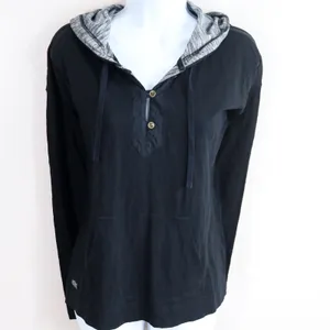 LRL Ralph Lauren Jeans Co Black Long‎ Sleeve Henley Hoodie Size M Y2K Activewear thumbnail 5