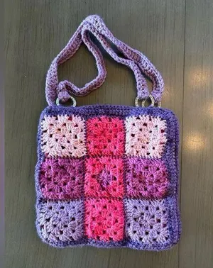 Crochet Bag Purse Knitted Tote Handbag LIned thumbnail 1
