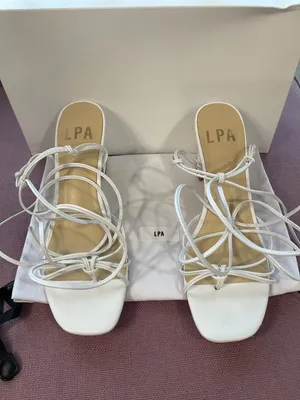 LPA Nicolo Low Heels in White Leather 9.5 New Womens sandals thumbnail 5