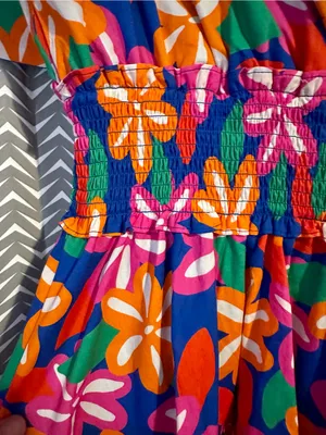Peach Love CA | Bright Floral Dress, Small thumbnail 5