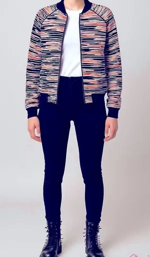 Anthropologie Weston Quilted Bomber Jacket Pink Black Small thumbnail 1