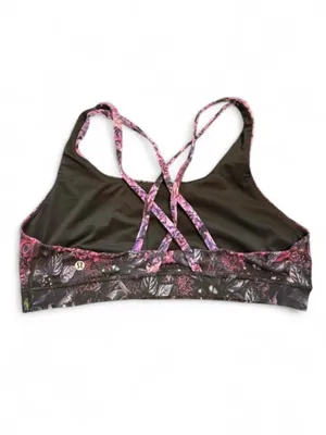 lululemon athletica Black Sports Bra with Pink Floral Straps thumbnail 2