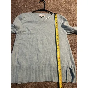 Bianco & Blu‎ Lgt Blue sweater ribbed hemline & side slits Medium Cottage Costal thumbnail 5