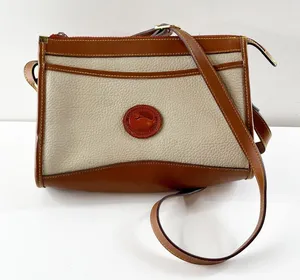 Dooney & Bourke All Weather Two Tone Vintage Crossbody Bag Purse Cream Brown thumbnail 1