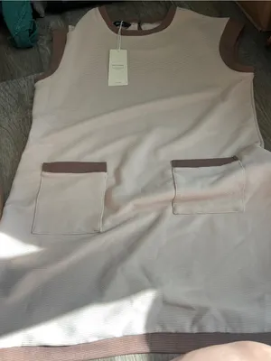 NWT Dokotoo Casual‎ Cream Shift Dress with Brown Trim size L thumbnail 8