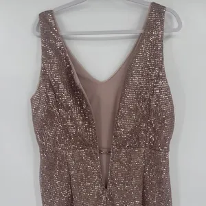 Alex & Eve Sequin Cocktail Dress Sz 12 Prom Old Hollywood Gala Champagne Rose thumbnail 12