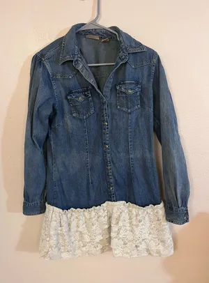 Wrangler long-sleeve western denim snap dress size small thumbnail 1