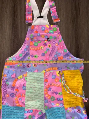 Iheartraves pastel color KANDI Trip overalls with chain thumbnail 12