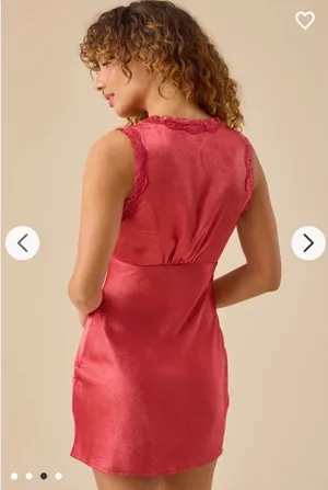 Altar'd State Blakely Dusty Red Satin Lace Mini Dress Size Large thumbnail 6