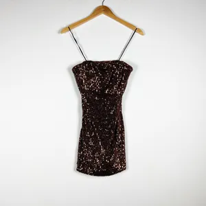 NBD Janya Chocolate Brown Allover Sequin Sparkle Embellished Mini Party Dress XS thumbnail 1