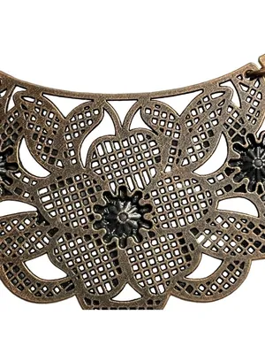 Paparazzi Statement Bib Necklace Petunia Paradise Filigree u Raised Floral Copp thumbnail 7