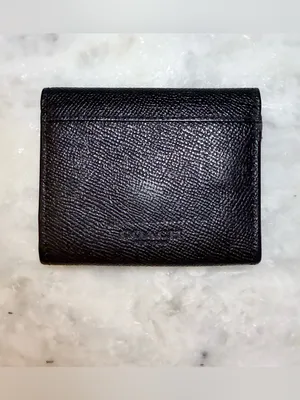 Coach Small Black Bifold Wallet - Leather Snap Bilfold with Coin Pocket thumbnail 3