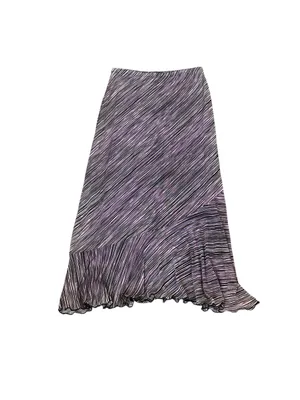 Vintage Purple Black Striped Midi Slip Skirt Ruffle Hem 90s Y2K Fairy Grunge thumbnail 5