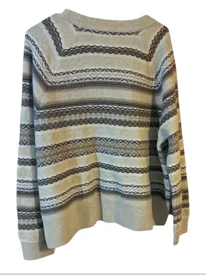 Faherty Cream Striped V-Neck Button Front Cardigan thumbnail 4