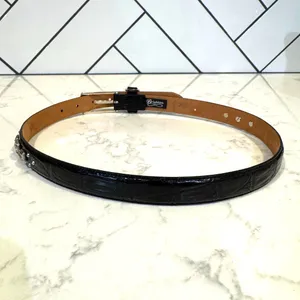 Vintage Brighton black leather embossed silver tone hardware floral accents thumbnail 5