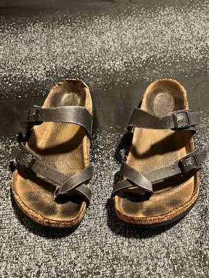 Womens sz8 Birkenstock Mayari criss-cross straps Sandals- Brown/Black thumbnail 3