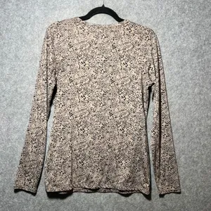 Cuddl Duds Microwear Long Sleeve Top Tan Black Animal Print Crew Neck‎ Womens M thumbnail 6