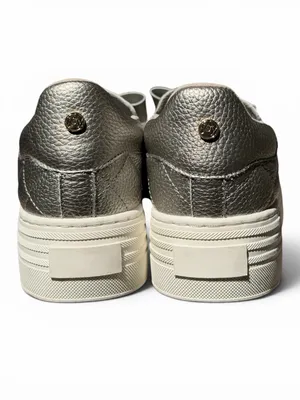 Joy Luxe Genuine Leather Bow Platform Sneakers Orthotic Slip On Pewter‎ 7.5W thumbnail 5