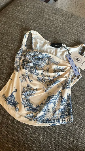 NWT XS cider tank top blue and white print thumbnail 1