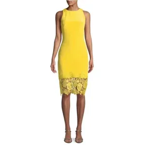 Theia Yellow Midi Dress‎ with Lace Detail thumbnail 2