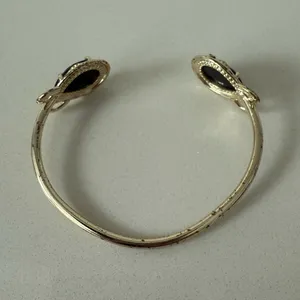 Kendra Scott Andy Bracelet Black Stones and Gold Adjustable Pinch Cuff thumbnail 5