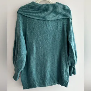Express Teal Cowlneck Balloon Sleeve Sweater, Size Large thumbnail 15