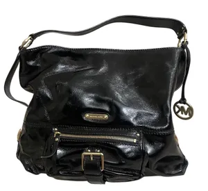 Michael Kors Black Patent Leather‎ Satchel Shoulder Bag Designer Purse EUC thumbnail 1