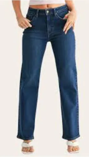 Navy Women's Straight Leg Jeans Blue Size 27 thumbnail 1