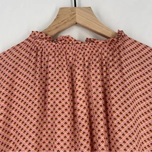 DR2 Womens Pink Geometric Floral Patterned Lightweight Woven Button Front Blouse thumbnail 9