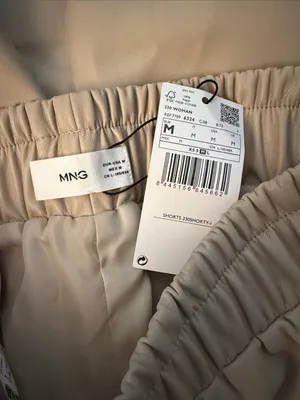Mango High-Waist Faux Leather Tan Pull-On Shorts Size M NWT thumbnail 11
