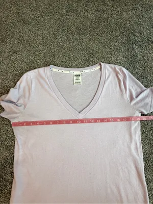 Victoria’s Secret PINK Lavender V-Neck Sleep Tee Shirt Dog Logo Medium thumbnail 3
