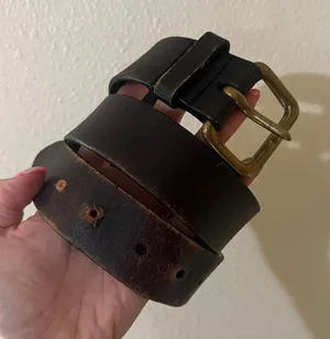 Express distressed brown leather belt 33” long thumbnail 1