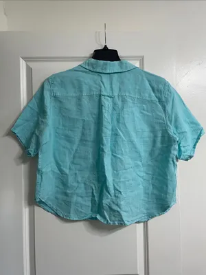 Talbots Linen Classic-Collar Short-Sleeve Shirt Size Large thumbnail 2