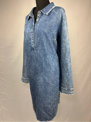 Shirt Dress Denim Button-Front Shirt Dress - Blue thumbnail 2
