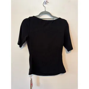OGL Move Black Size S Short Sleeve Boatneck Built-in Bra Brami Top New thumbnail 6
