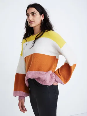 Striped Gladwell Balloon-Sleeve Pullover Sweater thumbnail 2