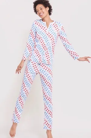 Roller Ravbit Limited Edition Red White Blue Moby Whale Pajama Set size Medium thumbnail 1
